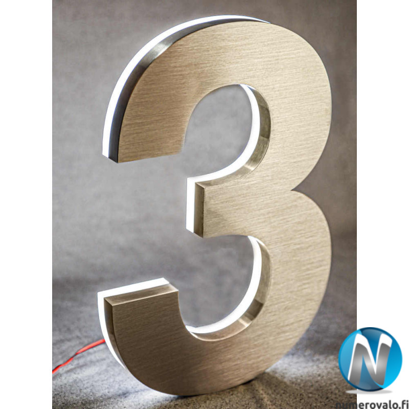 Valaistu iso 400mm korkea numerovalo / talonumero / numerokyltti 3
